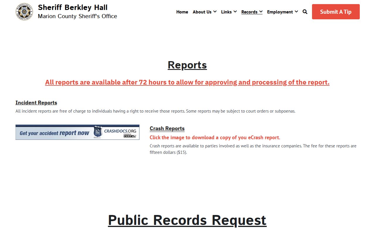 Marion County released booking photo records request instructions