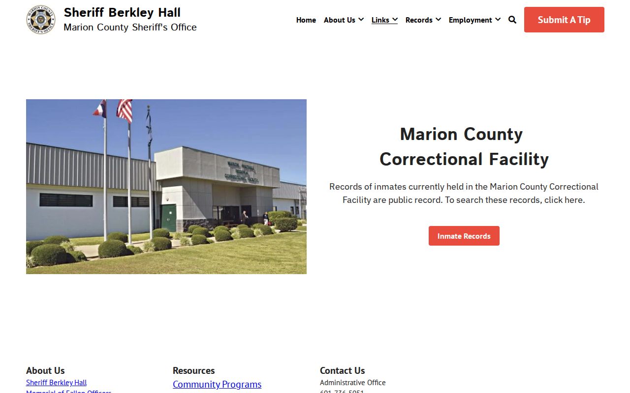 Marion County current inmate page used for 24-hour release checks